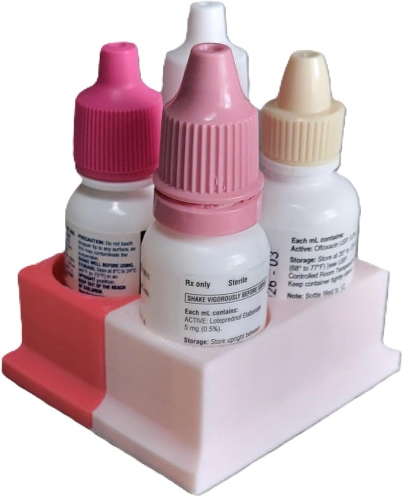 Znet3D Eye Drops Bottle Organizer & Tracker – AM/PM 4-Slot (White/Pink) - Image 4